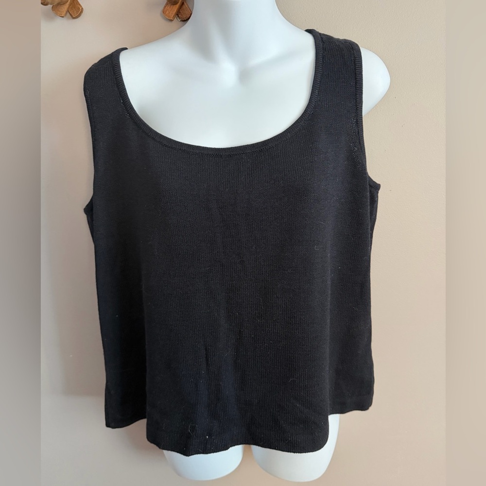 Black St. John Santana Knit Wool Tank Top Shell Large